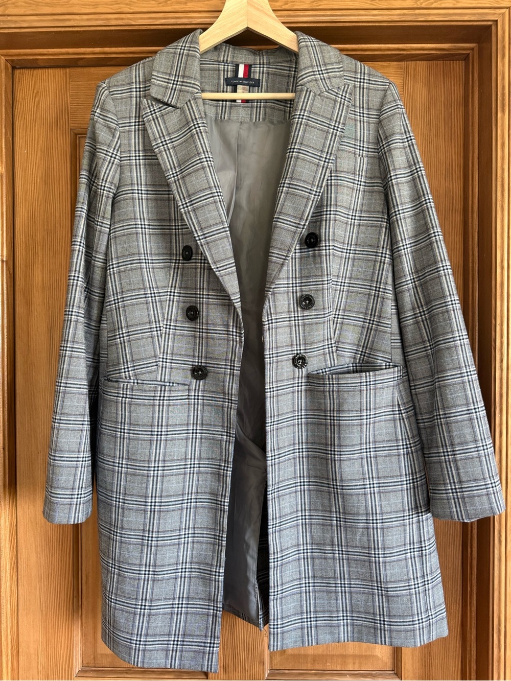Tommy Hilfiger Tan and Blue Plaid Blazer